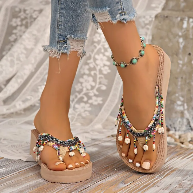 Tassel Wedge Flip Flops for Women Summer 2026 Lightweight Clip Toe Beach Sandals Woman Thick Sole Non Slip Slippers
Tassel Wedge Flip Flops for Women Summer 2026 Lightweight Clip Toe Beach Sandals Woman Thick Sole Non Slip Slippers