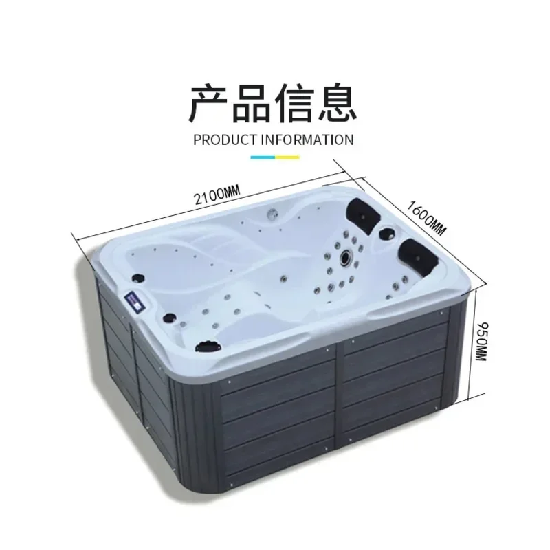 Manufacturer supplies 2-person SPA constant temperature acrylic square surf massage hotel hot spring spa outdoor bathtub
Manufacturer supplies 2-person SPA constant temperature acrylic square surf massage hotel hot spring spa outdoor bathtub