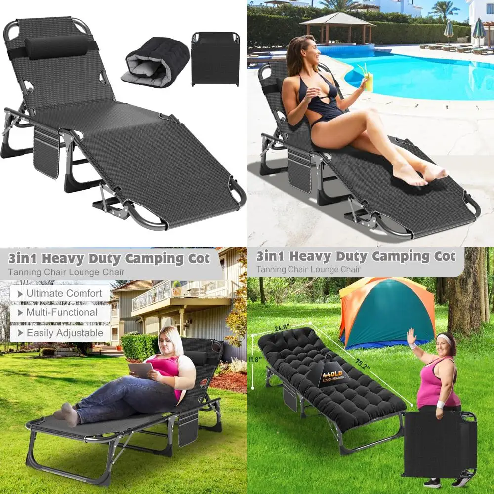 Сверхмощное кресло для загара, складной шезлонг на открытом воздухе с подушкой - портативное пляжное кресло для отдыха для комфортных загара
Сверхмощное кресло для загара, складной шезлонг на открытом воздухе с подушкой - портативное пляжное кресло для отдыха для комфортных загара