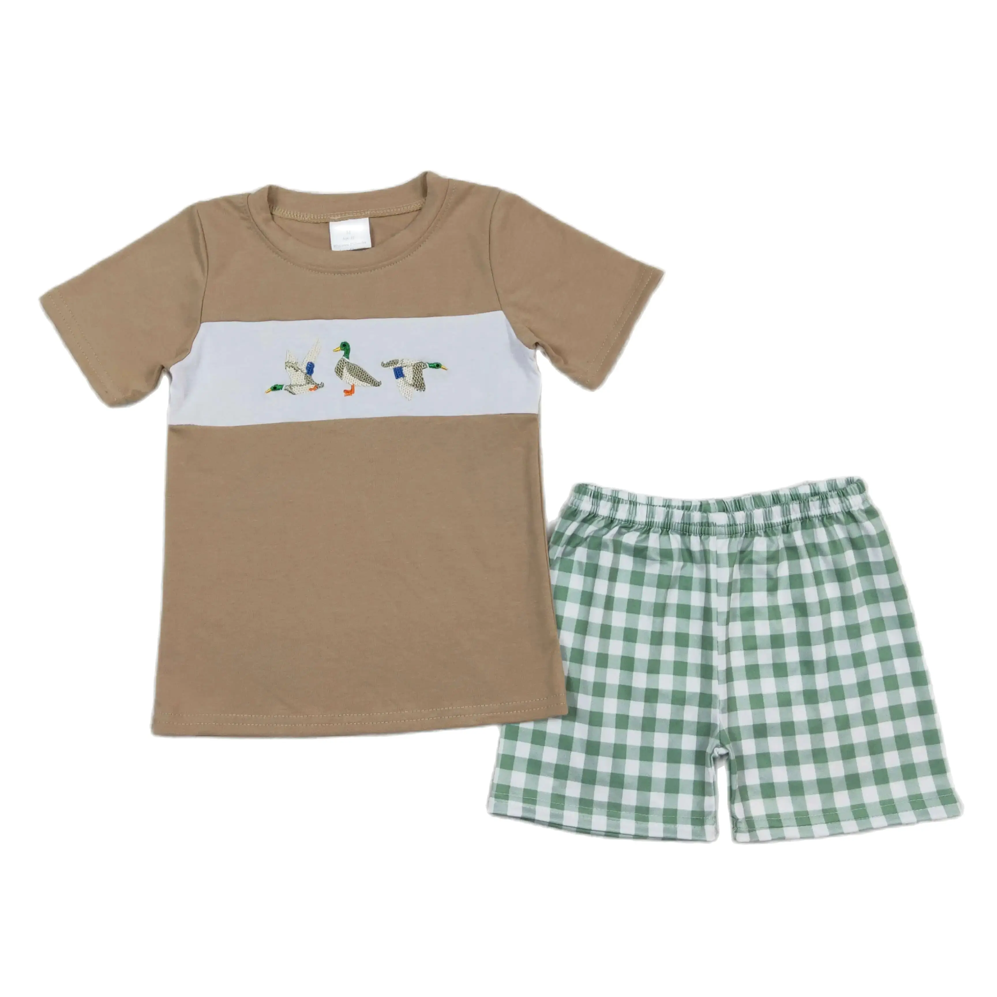 Wholesale Toddler Short Sleeves Cotton T-shirts Ducks Tee Kid Green Plaid Shorts Baby Boy Outfit Children Embroidery Summer Sets
Wholesale Toddler Short Sleeves Cotton T-shirts Ducks Tee Kid Green Plaid Shorts Baby Boy Outfit Children Embroidery Summer Sets