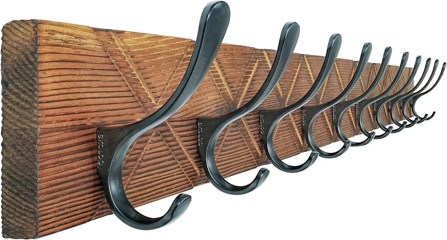 Антикварная деревянная резная настенная вешалка-крест с 10 крючками для пальто, шляп, одежды - коричневый и черный цвета
Антикварная деревянная резная настенная вешалка-крест с 10 крючками для пальто, шляп, одежды - коричневый и черный цвета