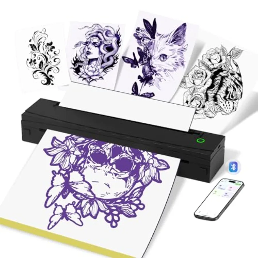 Tattoo Stencil Printer, Bluetooth Thermal Tattoo Printer Machine, D80 Portable Stencil Printers for Tattooing with 10pcs Transf
Tattoo Stencil Printer, Bluetooth Thermal Tattoo Printer Machine, D80 Portable Stencil Printers for Tattooing with 10pcs Transf