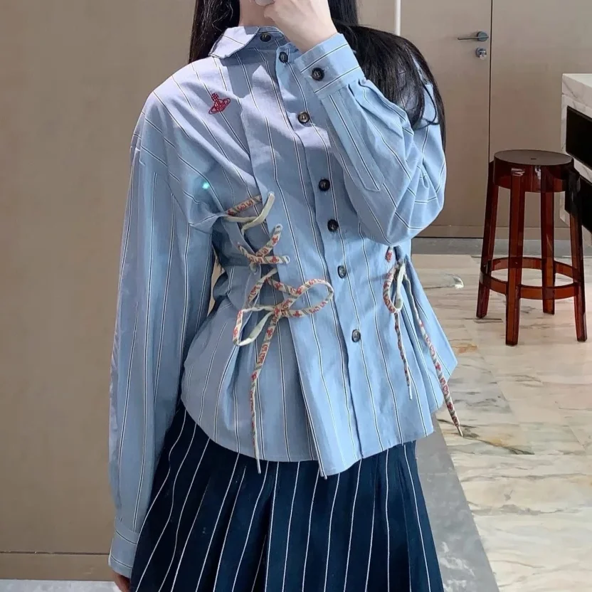 High Quality YB Pre-Order Fabric Embroidery Logo Striped Tie Shirt Women's Early Autumn New Style Casual Slim Fit Cott...
High Quality YB Pre-Order Fabric Embroidery Logo Striped Tie Shirt Women's Early Autumn New Style Casual Slim Fit Cott...