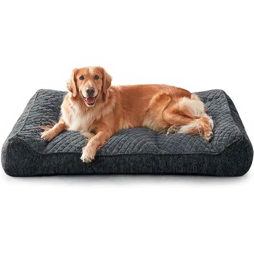 Large Orthopedic Dog Bed with Sides, Extra Thick Supportive Couch for Big Dogs, Ultra Soft Grey Bed, 42x30 inches.
Large Orthopedic Dog Bed with Sides, Extra Thick Supportive Couch for Big Dogs, Ultra Soft Grey Bed, 42x30 inches.