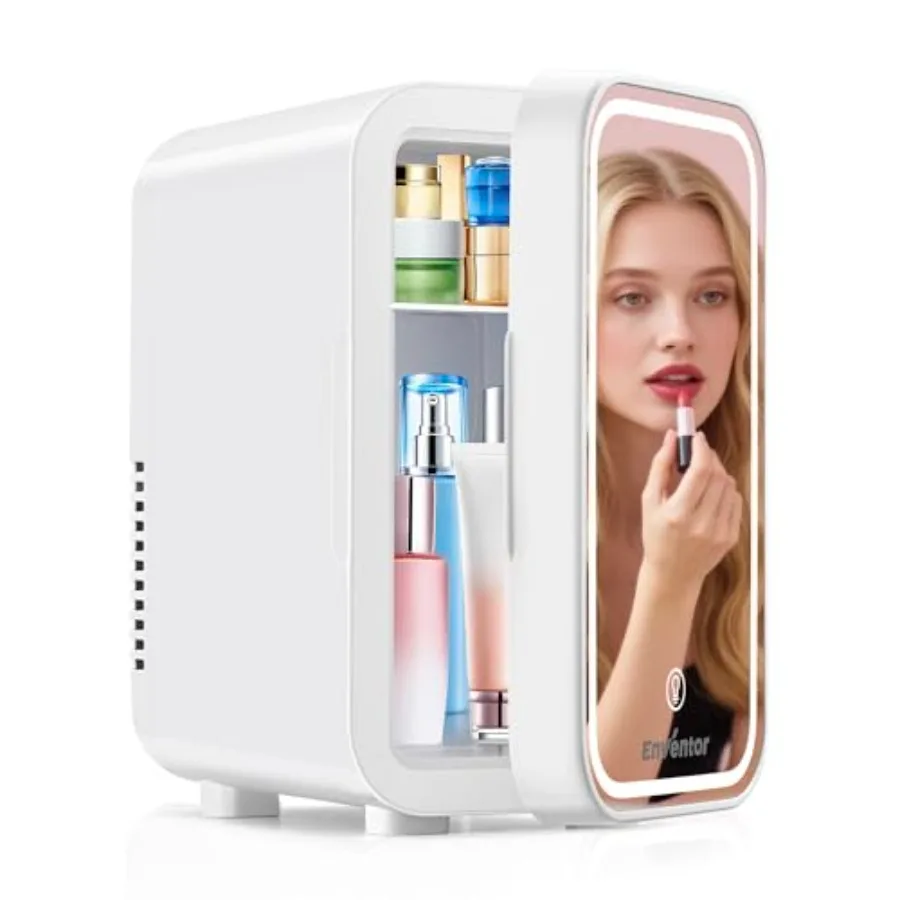 Mini skincare fridge for bedroom and dorm use, white ABS plastic, dimmable LED mirror, 6 L capacity, compact portable cooler fo
Mini skincare fridge for bedroom and dorm use, white ABS plastic, dimmable LED mirror, 6 L capacity, compact portable cooler fo