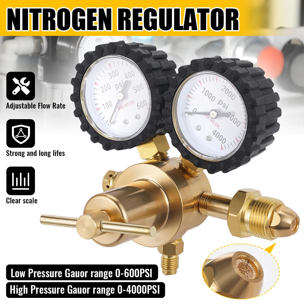 Brass Nitrogen Gas Regulator CGA580 0-4000PSI Inlet 0-600PSI Outlet with Safety Relief Valve for Welding Industrial Gases
Brass Nitrogen Gas Regulator CGA580 0-4000PSI Inlet 0-600PSI Outlet with Safety Relief Valve for Welding Industrial Gases
