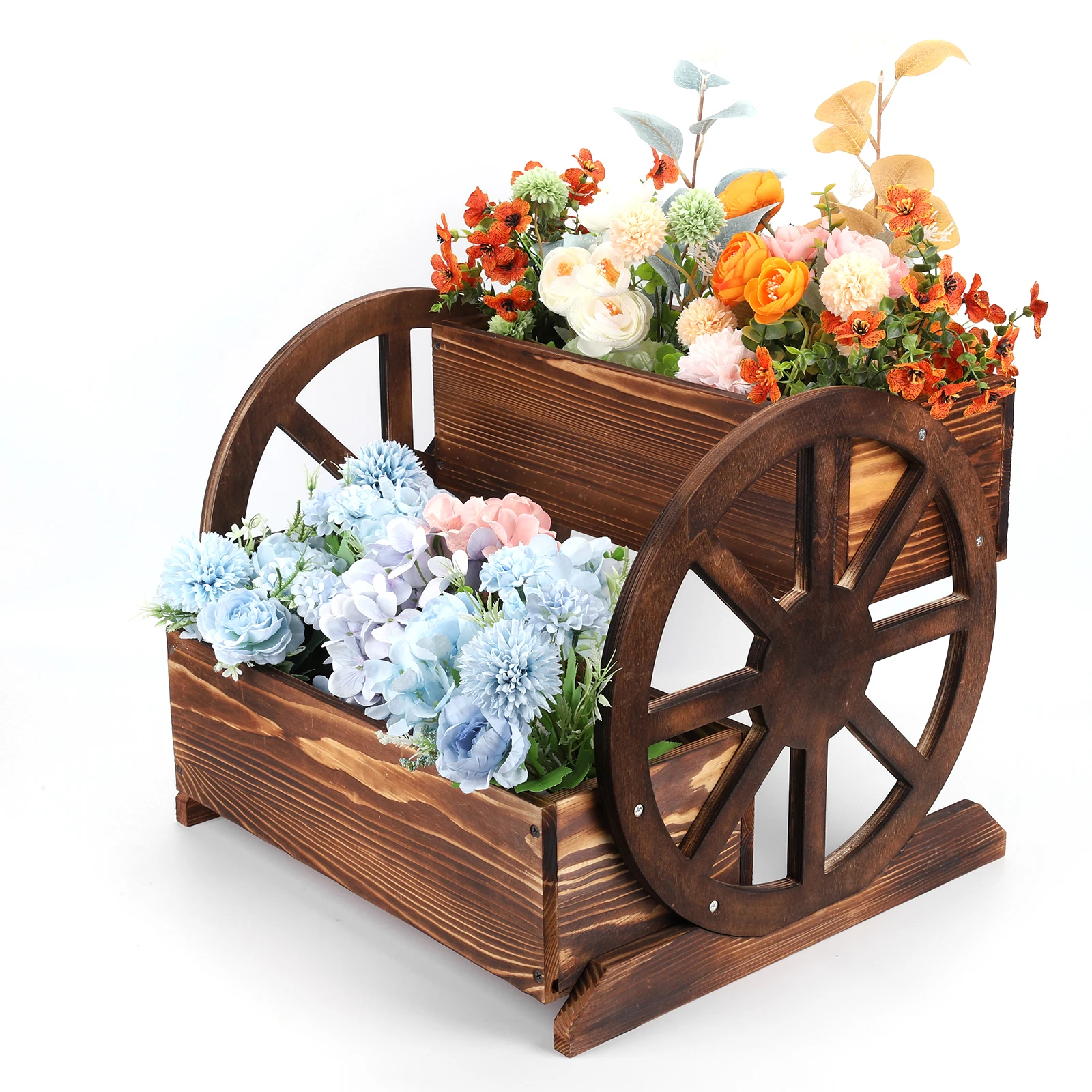 Wooden Wheelbarrow Planter with Wheels Decorative Plant Pot Flower Cart for Outdoor Garden Patio Balcony Decor
Wooden Wheelbarrow Planter with Wheels Decorative Plant Pot Flower Cart for Outdoor Garden Patio Balcony Decor