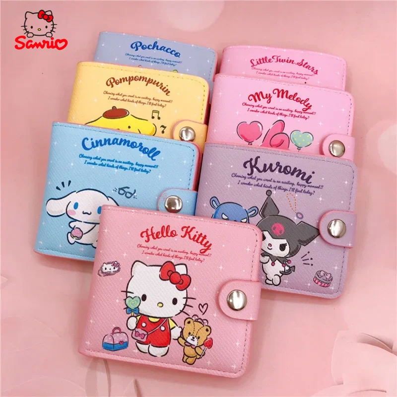 Kawaii Hello Kitty Kuromi Melody Button Folding Wallet PU Leather Lightweight Stylish Folding Wallet with Several Card Slots
Kawaii Hello Kitty Kuromi Melody Button Folding Wallet PU Leather Lightweight Stylish Folding Wallet with Several Card Slots