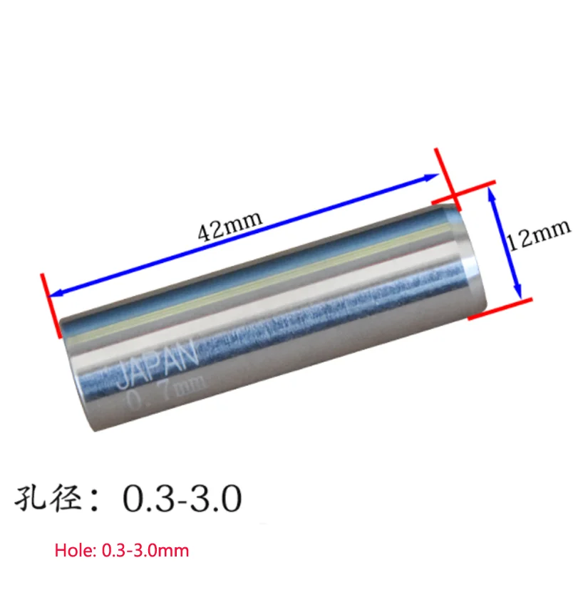 For ZhongTe Ruby Guide Ø0.3-3.0mm (D12x42H) ZZ140 Stainless Steel Case+Ruby Insert EDM Drill Pipe Guide 1pc
For ZhongTe Ruby Guide Ø0.3-3.0mm (D12x42H) ZZ140 Stainless Steel Case+Ruby Insert EDM Drill Pipe Guide 1pc