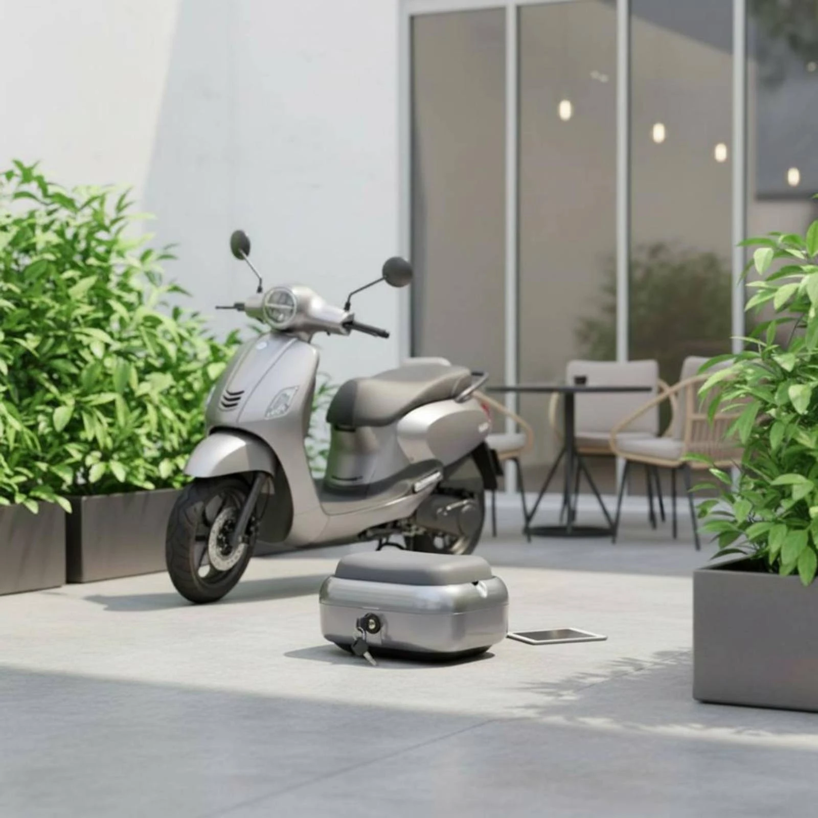 Lockable Scooter Trunk Rounded Edges Padded Seat Storage Box