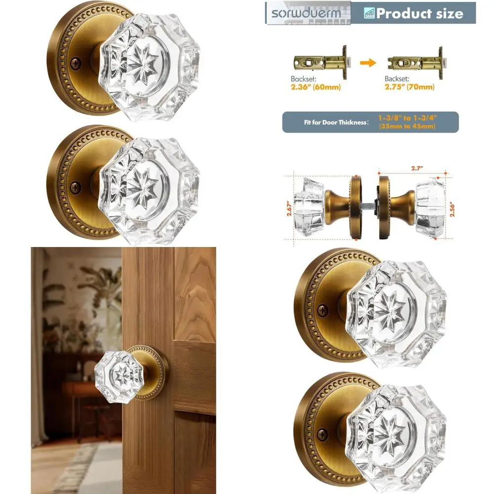 Ручки для стеклянных дверей из хрустального стекла - отделка под старинную латунь, комплект из 2 штук для межкомнатных дверей и дверей в прихожую.
Ручки для стеклянных дверей из хрустального стекла - отделка под старинную латунь, комплект из 2 штук для межкомнатных дверей и дверей в прихожую.