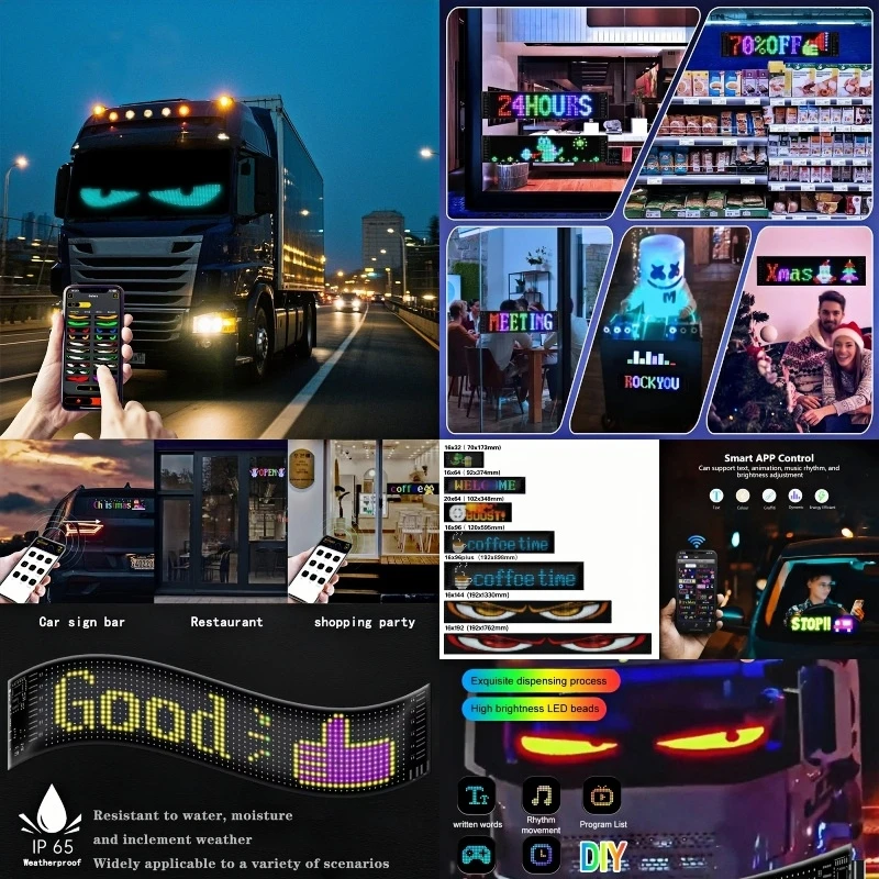 Truck/Car Big Size Programmable Led USB Sign Matrix Pixel Panel Lamp Flexible Led Animation Display Board Bluetooth App Control
Truck/Car Big Size Programmable Led USB Sign Matrix Pixel Panel Lamp Flexible Led Animation Display Board Bluetooth App Control