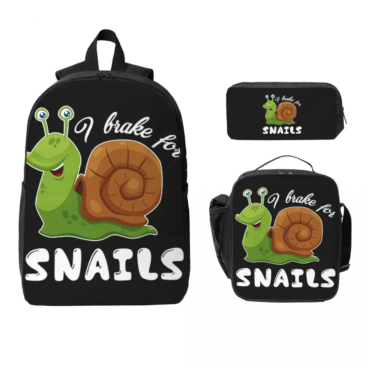 Рюкзак Snail-I Brake For Snails, студенческая сумка для книг, школьная сумка, компьютерные сумки на плечо, изолированная сумка для обеда, 3 шт., пенал
Рюкзак Snail-I Brake For Snails, студенческая сумка для книг, школьная сумка, компьютерные сумки на плечо, изолированная сумка для обеда, 3 шт., пенал
