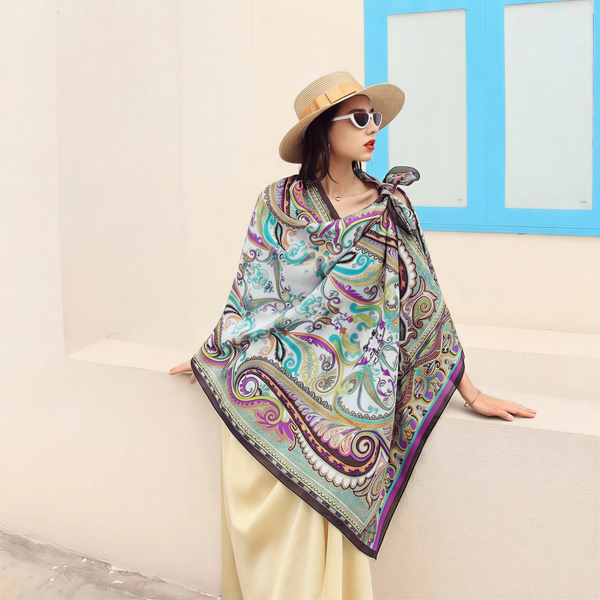 Luxury Paisley Print Silk Scarf Women 245*110cm Large Beach Shawl Chiffon Pareo Summer Wrap Scarves Head Hijab Fashion Bandana
Luxury Paisley Print Silk Scarf Women 245*110cm Large Beach Shawl Chiffon Pareo Summer Wrap Scarves Head Hijab Fashion Bandana
