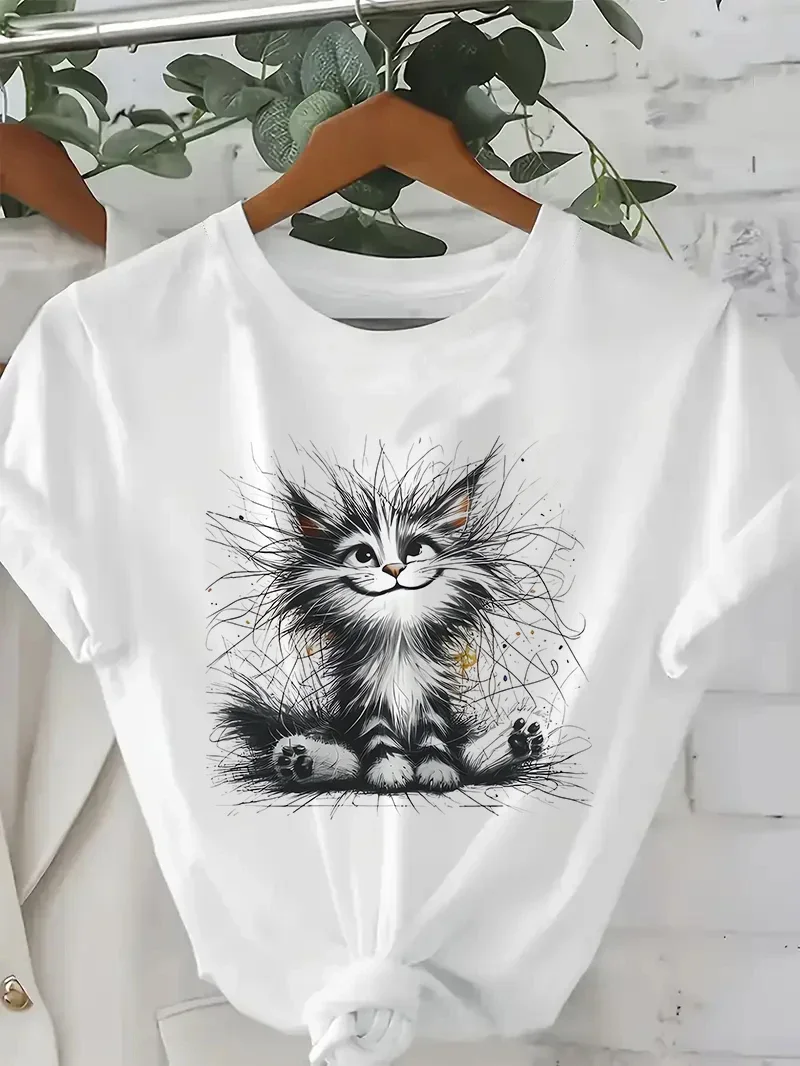 Art Kawaii Fuzzy Cat Short Sleeve T-Shirt Graphic Print Design Round Neck Tee Clothing T Shirt women clothes y2k top
Art Kawaii Fuzzy Cat Short Sleeve T-Shirt Graphic Print Design Round Neck Tee Clothing T Shirt women clothes y2k top