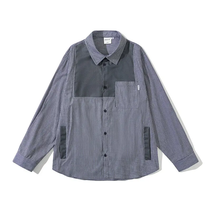Patchwork color contrast casual shirt striped loose Japanese shirt men 2025 spring wear
Patchwork color contrast casual shirt striped loose Japanese shirt men 2025 spring wear