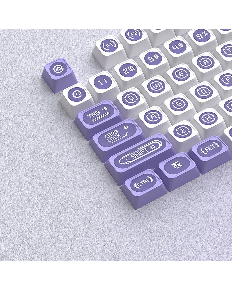 White-purple double-spell keycaps Original small full set of mechanical keyboard sublimation
White-purple double-spell keycaps Original small full set of mechanical keyboard sublimation