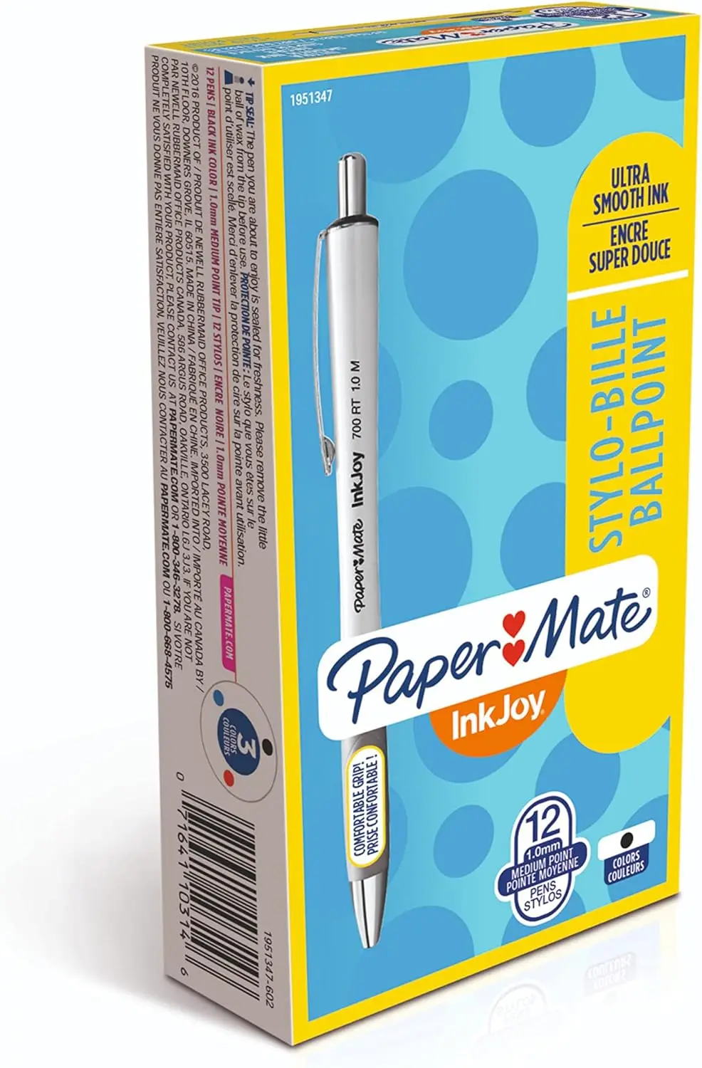 Paper Mate InkJoy 700RT Retractable Ballpoint Pens, Medium Point, Black Ink, 12 Count for Office and Journaling
Paper Mate InkJoy 700RT Retractable Ballpoint Pens, Medium Point, Black Ink, 12 Count for Office and Journaling