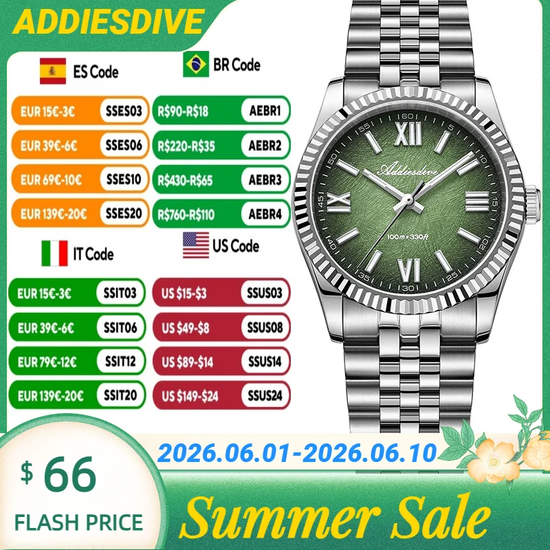 ADDIESDIVE Sapphire Glass Stainless Steel Quartz Couple's Watches Super Luminous 10Bar Waterproof Fashion Couple's Wristwatches
ADDIESDIVE Sapphire Glass Stainless Steel Quartz Couple's Watches Super Luminous 10Bar Waterproof Fashion Couple's Wristwatches