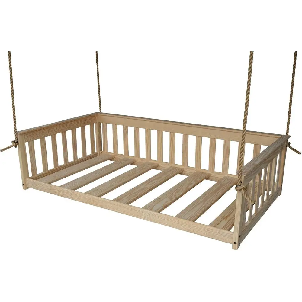 Twin Size Mission-Style Solid Wood Swing Bed with Ropes, Unfinished
Twin Size Mission-Style Solid Wood Swing Bed with Ropes, Unfinished