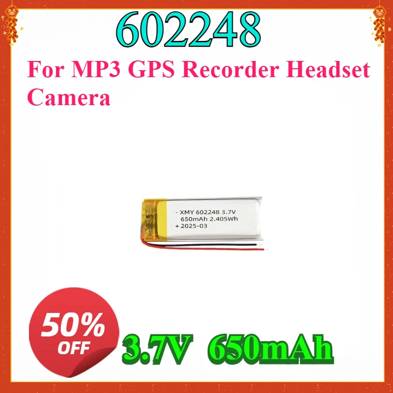New3.7V 650mAh Lipo Polymer Lithium Rechargeable Battery 602248 For MP3 GPS Recorder Headset Camera
New3.7V 650mAh Lipo Polymer Lithium Rechargeable Battery 602248 For MP3 GPS Recorder Headset Camera