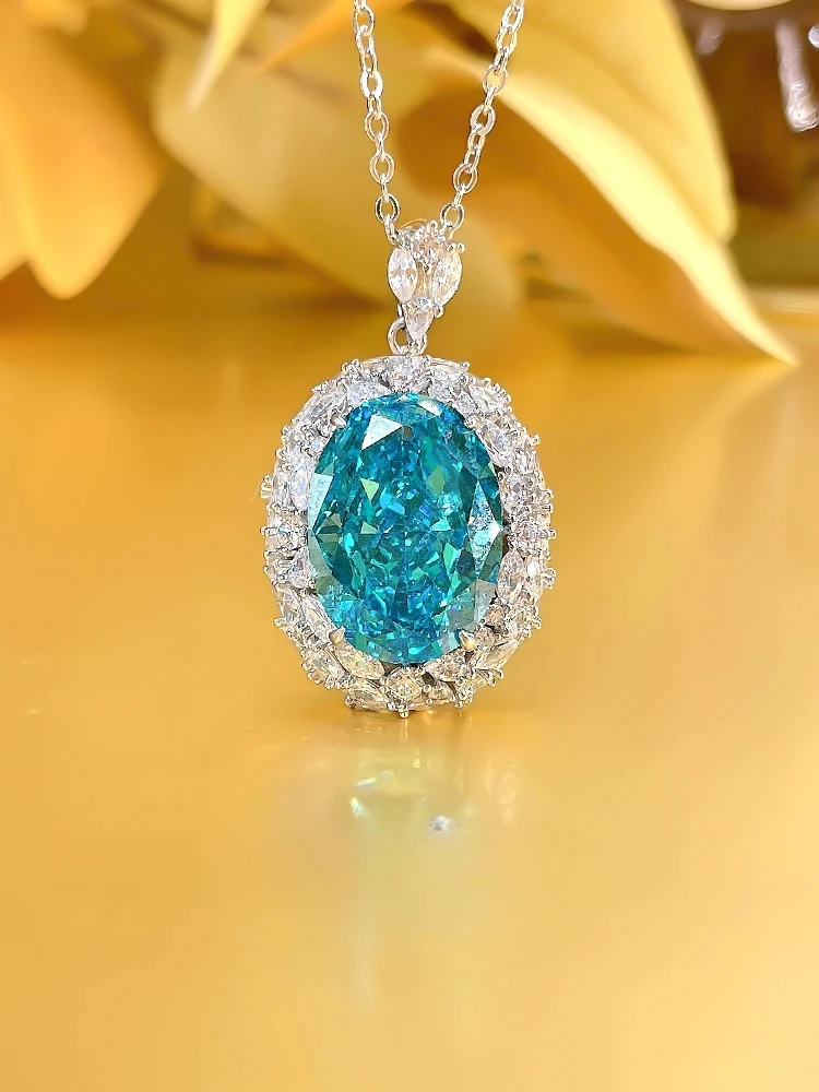 Fashionable Luxury 925 Sterling Silver Colored Diamond Necklace Topa Blue Inlaid High Carbon Diamond Wedding Jewelry
Fashionable Luxury 925 Sterling Silver Colored Diamond Necklace Topa Blue Inlaid High Carbon Diamond Wedding Jewelry