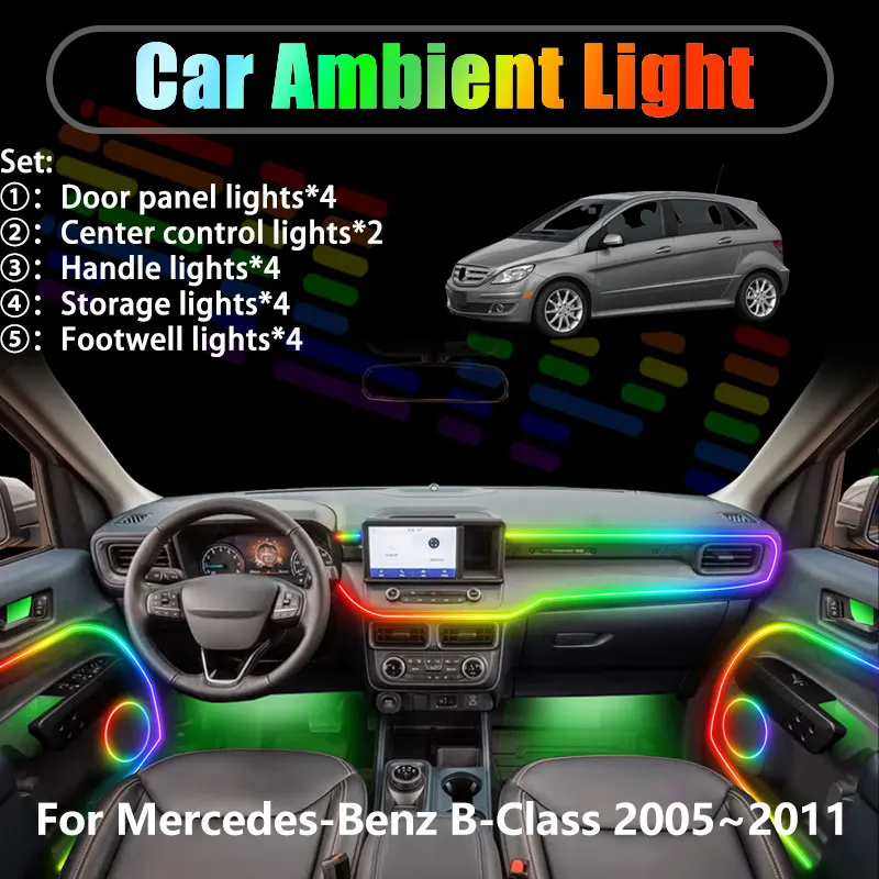 For Mercedes-Benz B-Class 2005~2011 W245 2/18 in 1 Car ambient lighting Led trunk interior led lights USB RGB Ensemble Streamer
For Mercedes-Benz B-Class 2005~2011 W245 2/18 in 1 Car ambient lighting Led trunk interior led lights USB RGB Ensemble Streamer