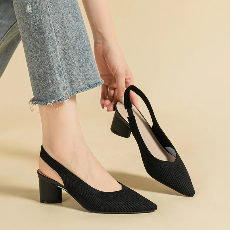 Vertical Texture Knit Princess Sandals Pointed Toe Shallow Cut Side Hollow Back Strap Backless Block Daily Casual Elegant Shoes
Vertical Texture Knit Princess Sandals Pointed Toe Shallow Cut Side Hollow Back Strap Backless Block Daily Casual Elegant Shoes