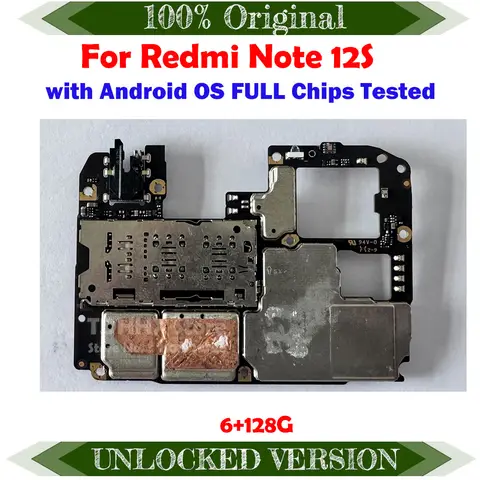 Placa-mãe para xiaomi redmi note 12s placa lógica original desbloqueada placa de circuitos principais funcionando perfeitamente