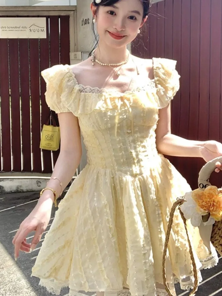 Fashion Super Fairy Slim Fresh Sweet Cute Dresses 2025 Sleeve Chic Yellow A-line Mini Dress Women Spring Summer Vestidos
Fashion Super Fairy Slim Fresh Sweet Cute Dresses 2025 Sleeve Chic Yellow A-line Mini Dress Women Spring Summer Vestidos