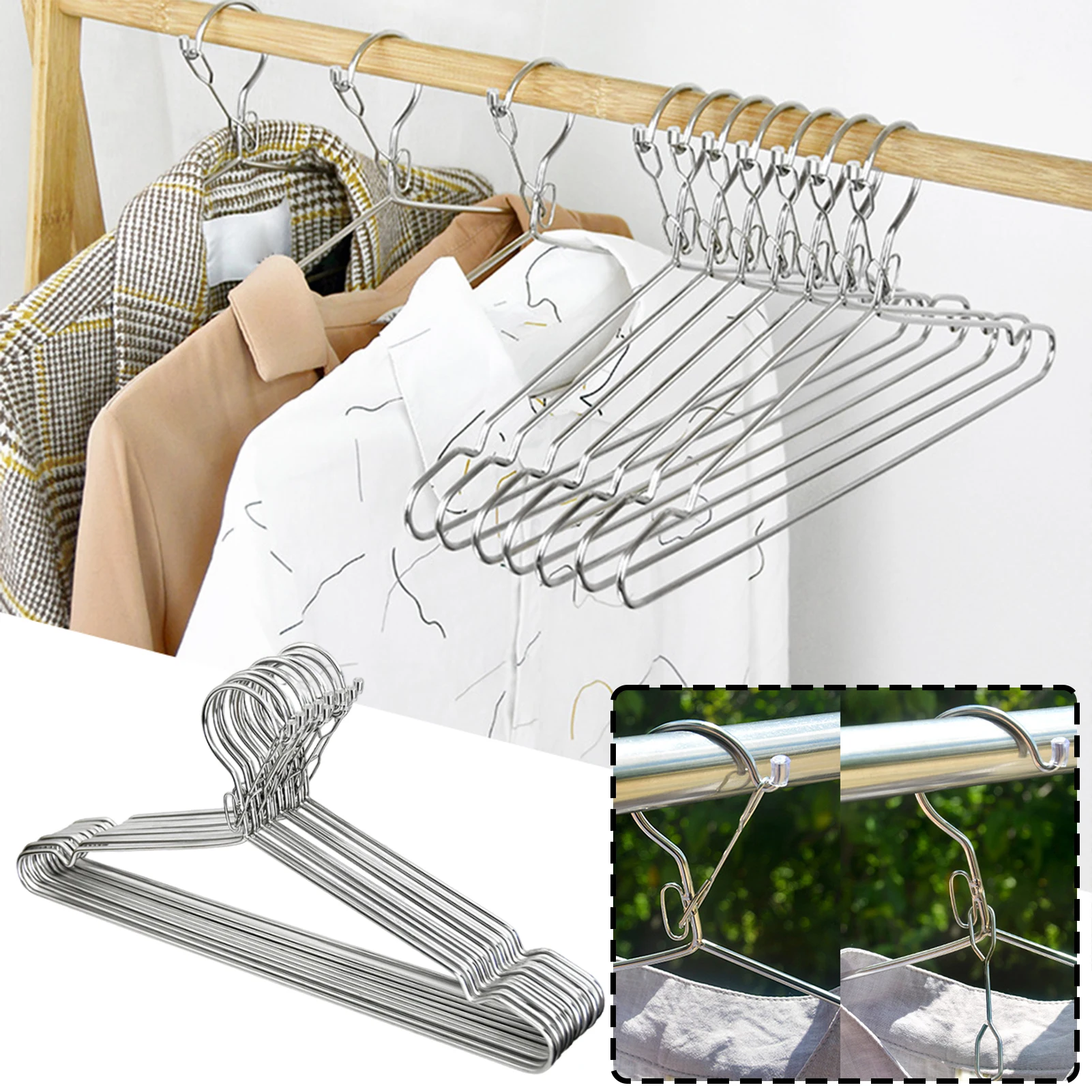 Stainless Steel Coat Hanger Household Multifunctional Non Creases Metal Windproof Hangers For Bathroom Balcony Closet Organiser
Stainless Steel Coat Hanger Household Multifunctional Non Creases Metal Windproof Hangers For Bathroom Balcony Closet Organiser