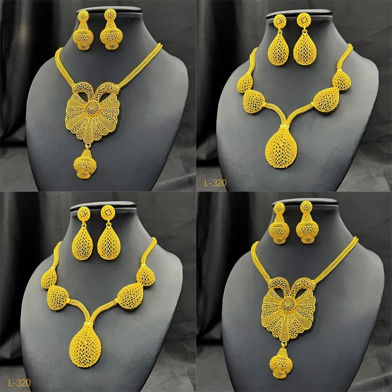 Sunnice Hot Selling Gold-plated Copper Alloy Jewelry Set Middle East Dubai Bride Wedding Necklace Earrings Jewelry Two-piece Set
Sunnice Hot Selling Gold-plated Copper Alloy Jewelry Set Middle East Dubai Bride Wedding Necklace Earrings Jewelry Two-piece Set