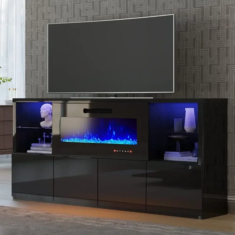 68" Fireplace TV Stand with 40" Electric Fireplace, Modern High Gloss Fireplace Entertainment Center with LED Lights for TVs
68" Fireplace TV Stand with 40" Electric Fireplace, Modern High Gloss Fireplace Entertainment Center with LED Lights for TVs