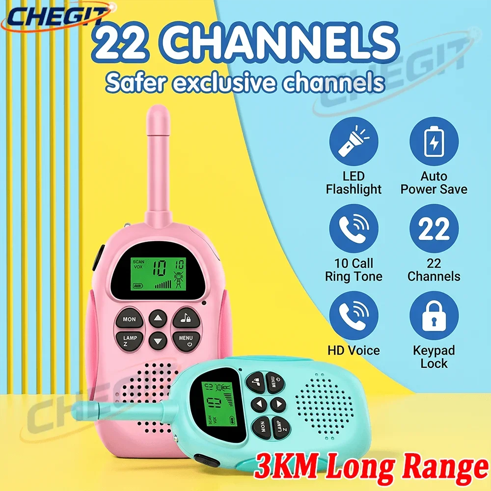 2Pcs/Set Mini Walkie Talkie Children Toy 3 Mile Range 22 Channels Two Way Receiver Electronic toy Radio LCD Flashlight Children
2Pcs/Set Mini Walkie Talkie Children Toy 3 Mile Range 22 Channels Two Way Receiver Electronic toy Radio LCD Flashlight Children