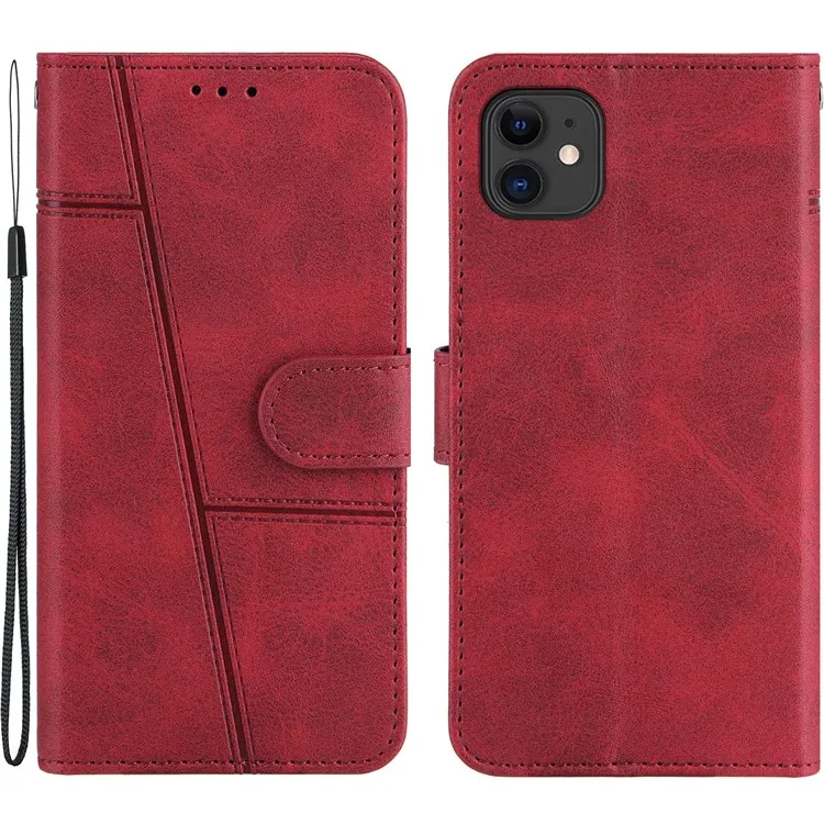Splicing Leather Phone Cover Wallet Stand Case with Strap for iPhone 11 6.1 inch - Red
Splicing Leather Phone Cover Wallet Stand Case with Strap for iPhone 11 6.1 inch - Red