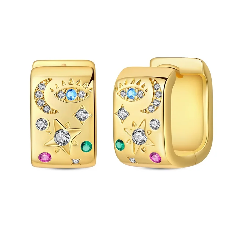 New 925 Sterling Silver Golden Star Moon Hoop Earrings Sparkling CZ Zircon Earrings For Women Fine Birthday Anniversary Jewelr
New 925 Sterling Silver Golden Star Moon Hoop Earrings Sparkling CZ Zircon Earrings For Women Fine Birthday Anniversary Jewelr