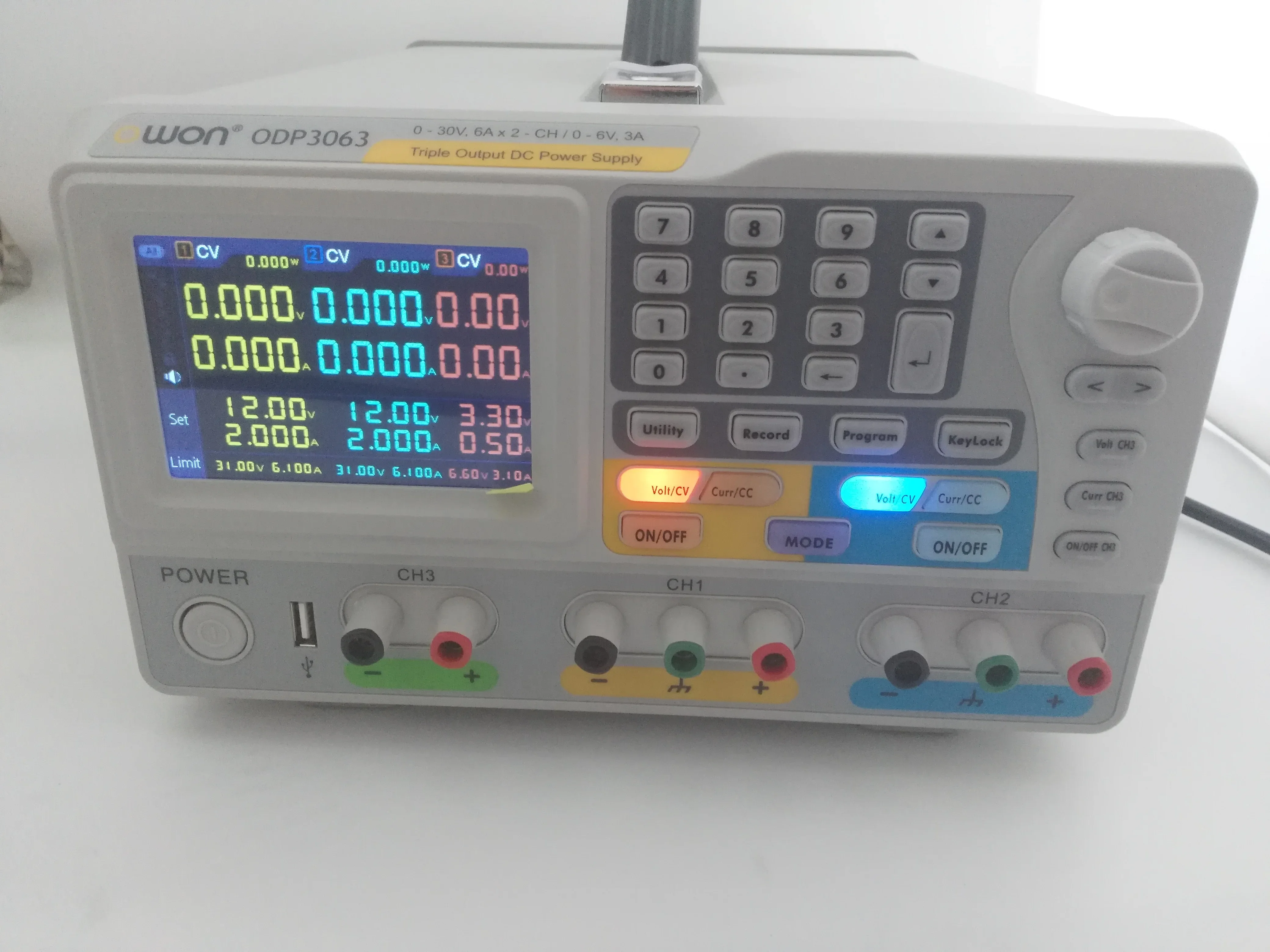 OWON ODP3063 3-CH Output With 2-CH 0-30V/6A And 0-6V/3A Programmable DC Power Supply 
OWON ODP3063 3-CH Output With 2-CH 0-30V/6A And 0-6V/3A Programmable DC Power Supply