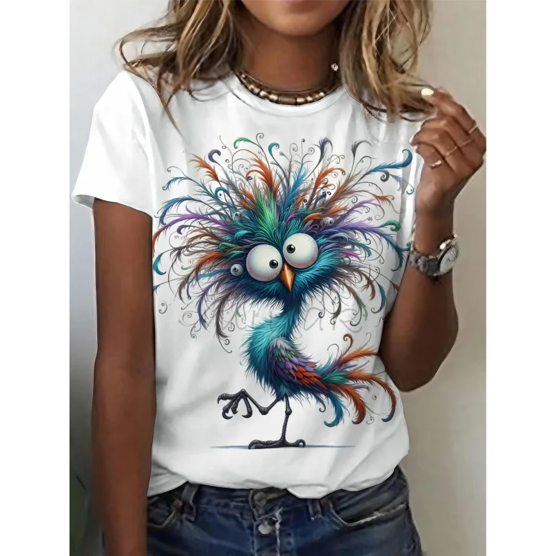 Women'S Fun Bird-Shirt | Colorful Bird Print, Round Neck, Slightly Stretchy Fabric, Casual, Party, Travel, Spring
Women'S Fun Bird-Shirt | Colorful Bird Print, Round Neck, Slightly Stretchy Fabric, Casual, Party, Travel, Spring