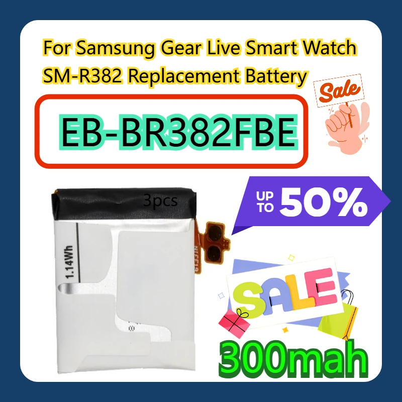 For Samsung Gear Live Smart Watch SM-R382 Replacement Battery EB-BR382FBE 3pcs
For Samsung Gear Live Smart Watch SM-R382 Replacement Battery EB-BR382FBE 3pcs