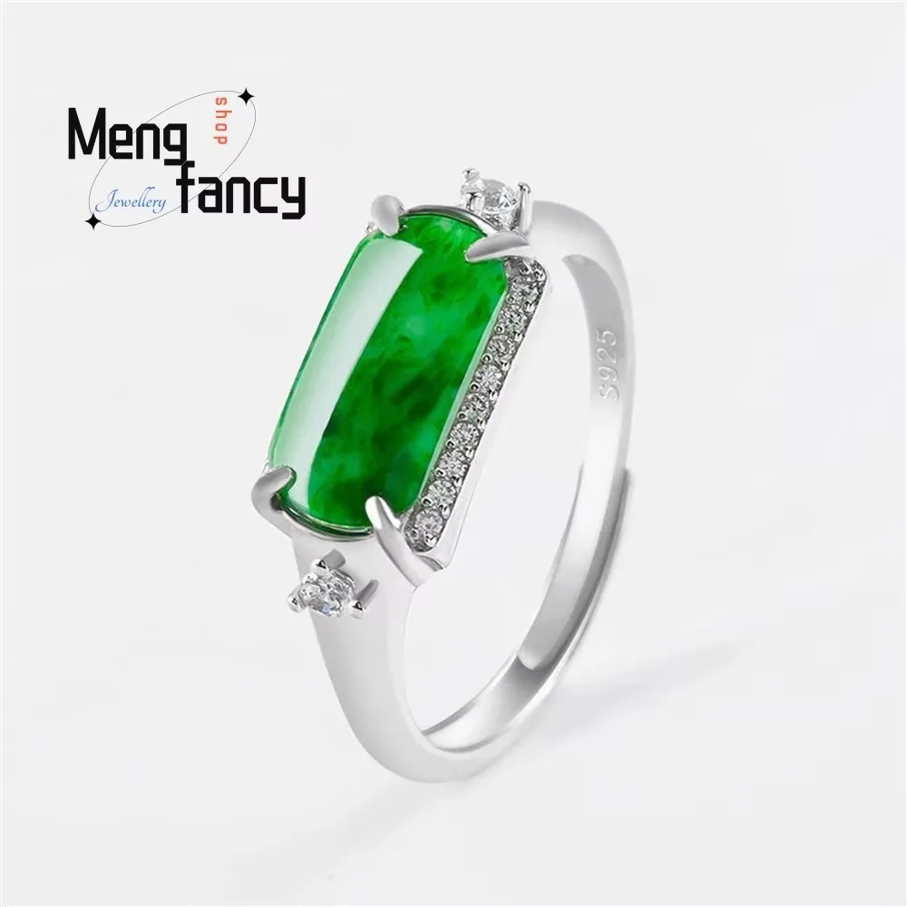S925 Silver Natural A-goods Jadeite Yang Green Saddle Ice Adjustable Jade Promise Ring Exquisite Luxury Fashion Jewelry Souvenir
S925 Silver Natural A-goods Jadeite Yang Green Saddle Ice Adjustable Jade Promise Ring Exquisite Luxury Fashion Jewelry Souvenir