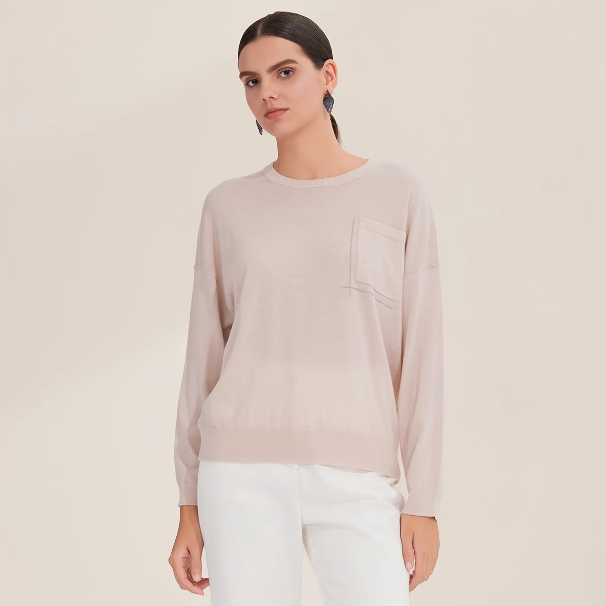Pop BD3521231 Women's Long Sleeved Crewneck Sweaters Pullover With Pocket 100% Wool Casual Fall Women's Clothing
Pop BD3521231 Women's Long Sleeved Crewneck Sweaters Pullover With Pocket 100% Wool Casual Fall Women's Clothing