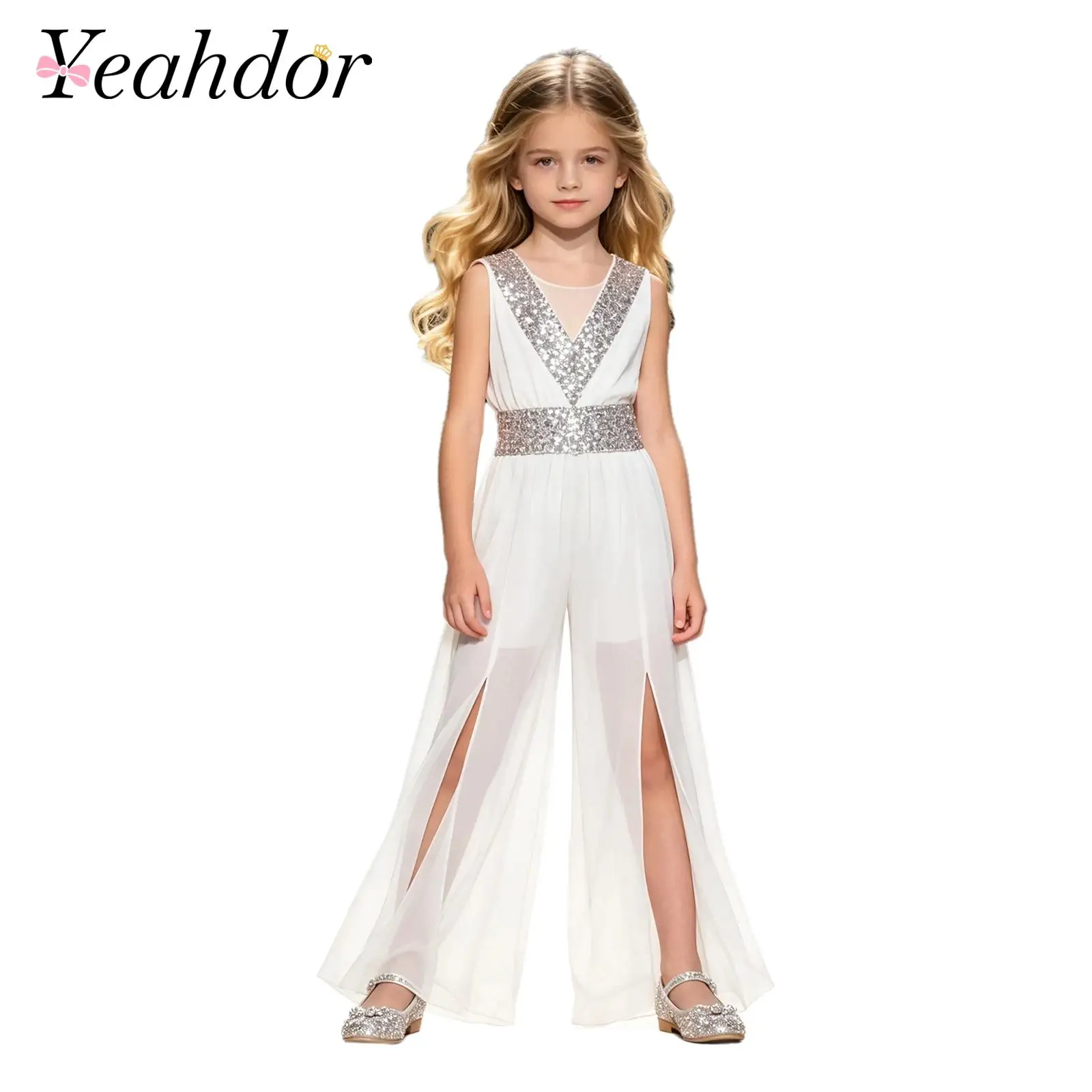 Kids Girls Flowy Chiffon Party Rompers Elegant Sleeveless Split Wide Legs Pants Jumpsuit Party Gown Birthday Wedding Costume
Kids Girls Flowy Chiffon Party Rompers Elegant Sleeveless Split Wide Legs Pants Jumpsuit Party Gown Birthday Wedding Costume