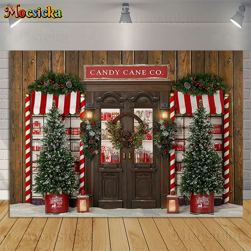Christmas Photography Background Candy Cane Shop Rustic Wood Winter Pine Trees Decor Kids Birthday Xmas Family Portrait Backdrop
Christmas Photography Background Candy Cane Shop Rustic Wood Winter Pine Trees Decor Kids Birthday Xmas Family Portrait Backdrop