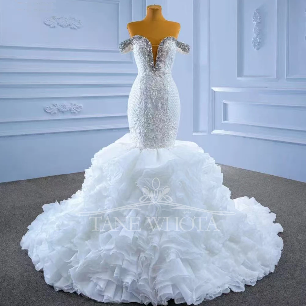 Vestido De Novia Princesa Sweetheart Off Shoulder Lace Up Back Beading Sequined Ruffles Luxury Customized Trumpet Bridal Dress
Vestido De Novia Princesa Sweetheart Off Shoulder Lace Up Back Beading Sequined Ruffles Luxury Customized Trumpet Bridal Dress