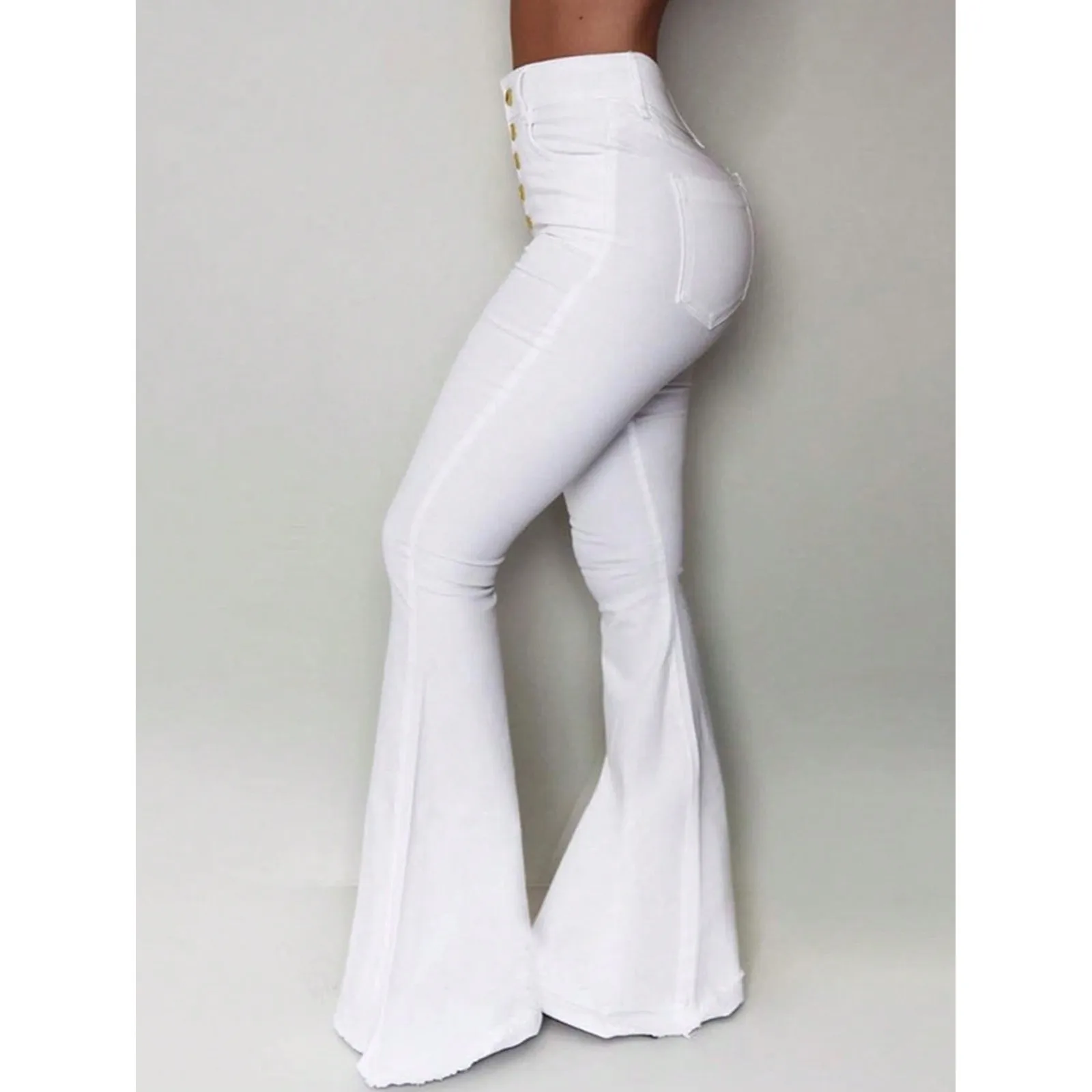 Women Pants Solid High Waist Jeans Button Fly Skinny Flare Pants With Pockets Fashion High Streetwear Vintage Trousers Spring
Women Pants Solid High Waist Jeans Button Fly Skinny Flare Pants With Pockets Fashion High Streetwear Vintage Trousers Spring