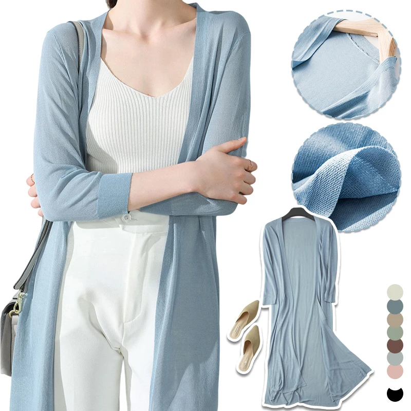 Women's Ice Silk Knitted Cardigan Summer Fashion Long Style Loose Thin Shawl Coat Air-conditioning Shirt Sunscreen Clothing
Women's Ice Silk Knitted Cardigan Summer Fashion Long Style Loose Thin Shawl Coat Air-conditioning Shirt Sunscreen Clothing