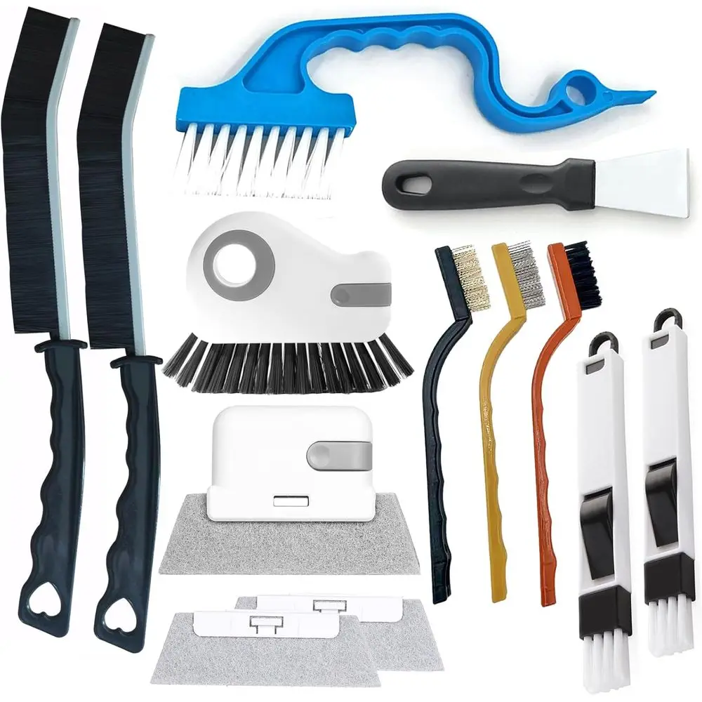 13-Piece Hard Bristle Cleaning Brush Set for Windows, Sliding Doors, Tiles, Grout, and Sinks
13-Piece Hard Bristle Cleaning Brush Set for Windows, Sliding Doors, Tiles, Grout, and Sinks