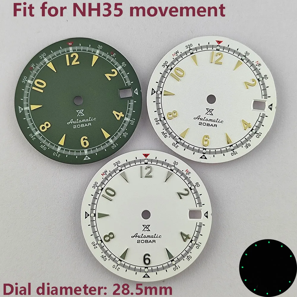  28.5mm NH35 Retro Dial Green Luminous Dial Metal Retro White/Black/Army Green Dial Watch Accessories
28.5mm NH35 Retro Dial Green Luminous Dial Metal Retro White/Black/Army Green Dial Watch Accessories