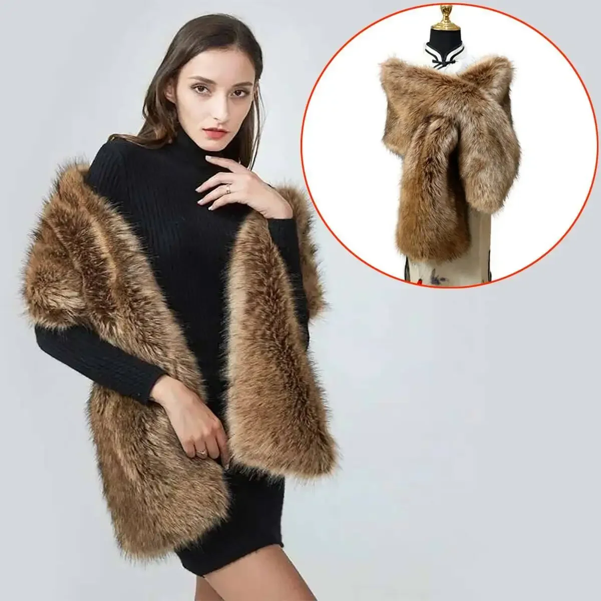 Winter Faux Fur Shawl Large Fluffy Scarf Neck Warmer Women Furry Collar Wedding Bridal Formal Evening Party Shrug Accessories
Winter Faux Fur Shawl Large Fluffy Scarf Neck Warmer Women Furry Collar Wedding Bridal Formal Evening Party Shrug Accessories