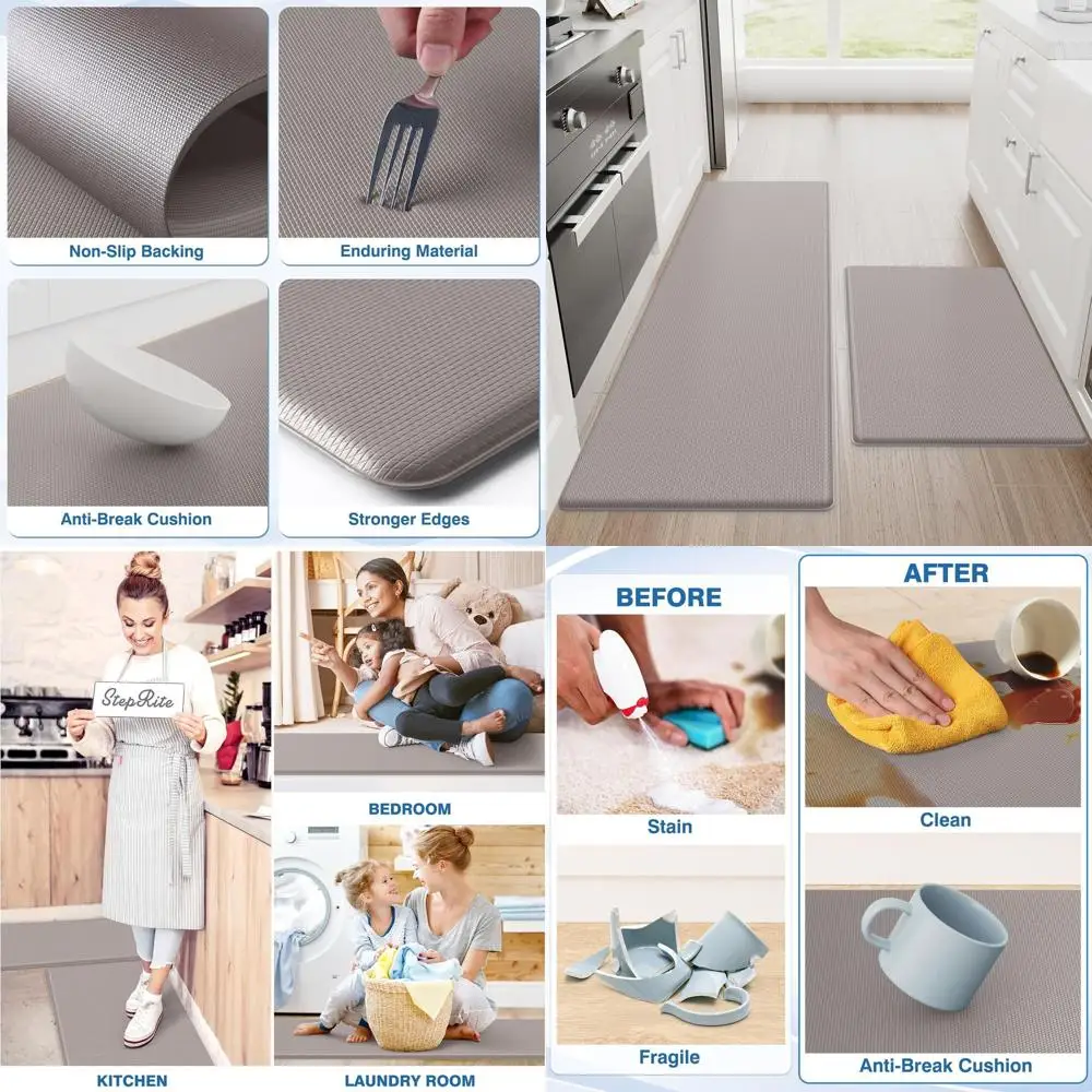 Мягкие кухонные коврики против усталости, набор из 2 предметов, нескользящие, водонепроницаемые, 20x32 и 20x48, хаки
Мягкие кухонные коврики против усталости, набор из 2 предметов, нескользящие, водонепроницаемые, 20x32 и 20x48, хаки